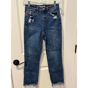 Women's Grace & Emma Blue Distressed Ankle & Cropped stretch Jeans Size 4